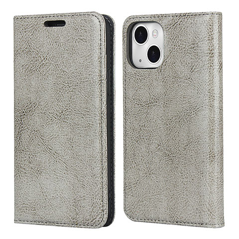 Custodia Portafoglio In Pelle Cover con Supporto L05 per Apple iPhone 13 Grigio