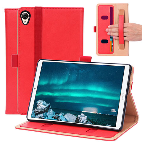 Custodia Portafoglio In Pelle Cover con Supporto L05 per Huawei MediaPad M6 8.4 Rosso