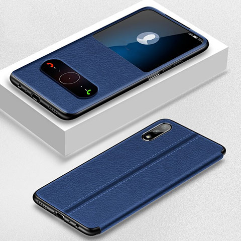 Custodia Portafoglio In Pelle Cover con Supporto L05 per Huawei P Smart Z (2019) Blu