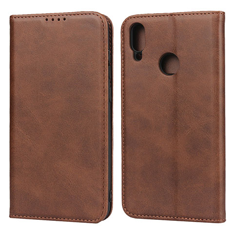 Custodia Portafoglio In Pelle Cover con Supporto L05 per Huawei Y7 (2019) Marrone