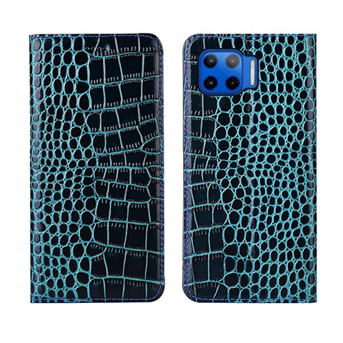 Custodia Portafoglio In Pelle Cover con Supporto L05 per Motorola Moto G 5G Plus Cielo Blu