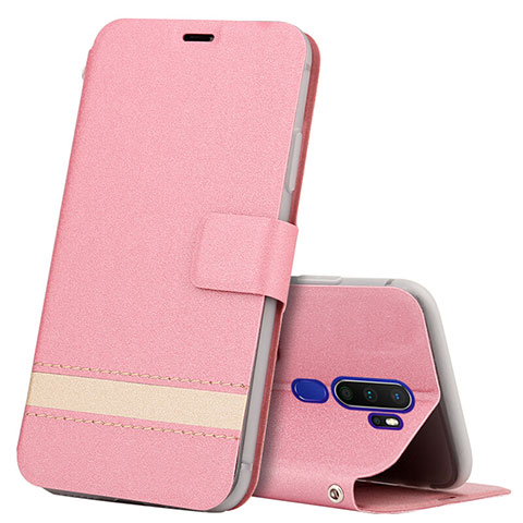 Custodia Portafoglio In Pelle Cover con Supporto L05 per Oppo A11 Rosa