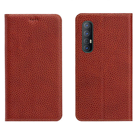 Custodia Portafoglio In Pelle Cover con Supporto L05 per Oppo Reno3 Pro Marrone