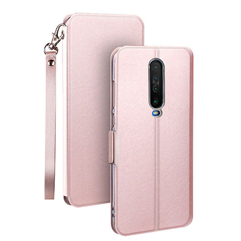 Custodia Portafoglio In Pelle Cover con Supporto L05 per Xiaomi Poco X2 Oro Rosa