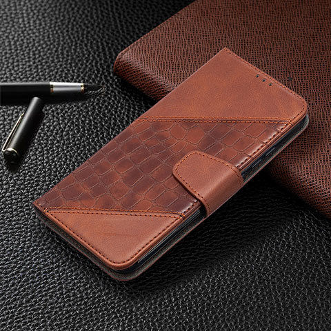 Custodia Portafoglio In Pelle Cover con Supporto L05 per Xiaomi Redmi 9 India Marrone