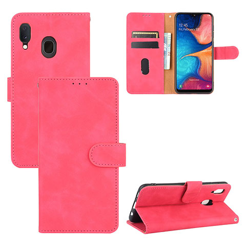 Custodia Portafoglio In Pelle Cover con Supporto L05Z per Samsung Galaxy A30 Rosa Caldo