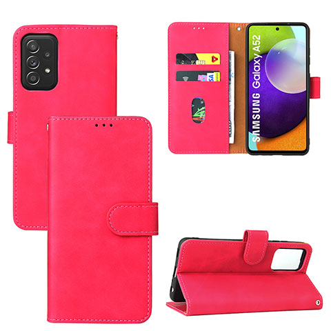 Custodia Portafoglio In Pelle Cover con Supporto L05Z per Samsung Galaxy A52 4G Rosa Caldo