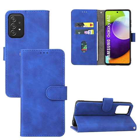 Custodia Portafoglio In Pelle Cover con Supporto L05Z per Samsung Galaxy A52s 5G Blu