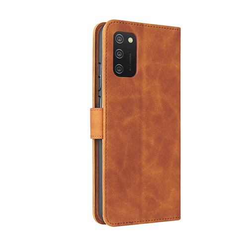 Custodia Portafoglio In Pelle Cover con Supporto L05Z per Samsung Galaxy M02s Marrone