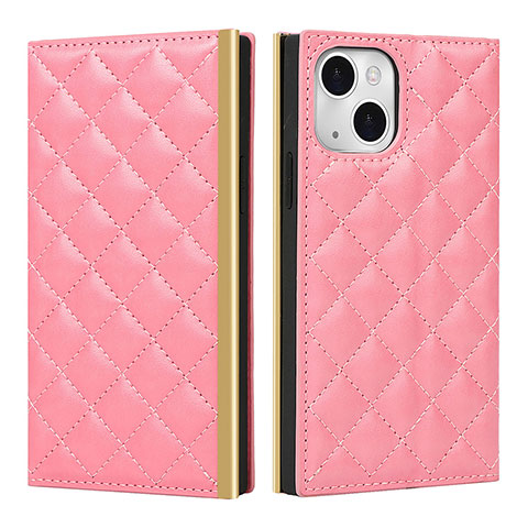 Custodia Portafoglio In Pelle Cover con Supporto L06 per Apple iPhone 13 Rosa