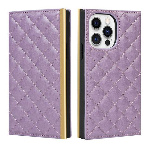 Custodia Portafoglio In Pelle Cover con Supporto L06 per Apple iPhone 14 Pro Max Viola