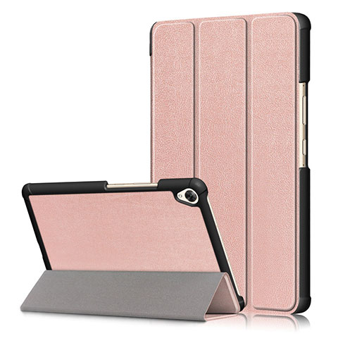 Custodia Portafoglio In Pelle Cover con Supporto L06 per Huawei MediaPad M6 8.4 Oro Rosa