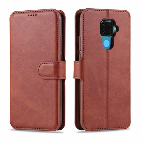 Custodia Portafoglio In Pelle Cover con Supporto L06 per Huawei Nova 5z Marrone