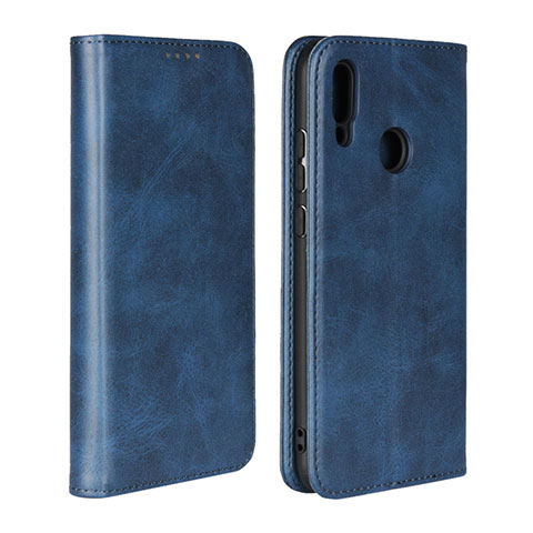 Custodia Portafoglio In Pelle Cover con Supporto L06 per Huawei P Smart (2019) Blu