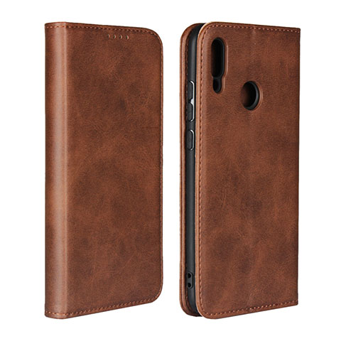 Custodia Portafoglio In Pelle Cover con Supporto L06 per Huawei P Smart (2019) Marrone