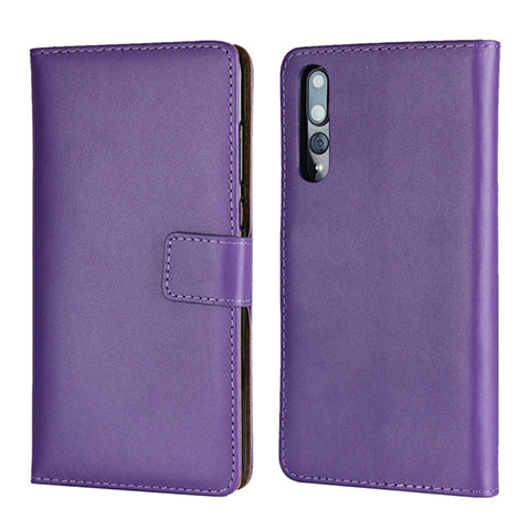 Custodia Portafoglio In Pelle Cover con Supporto L06 per Huawei P20 Pro Viola