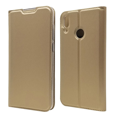 Custodia Portafoglio In Pelle Cover con Supporto L06 per Huawei Y7 Pro (2019) Oro