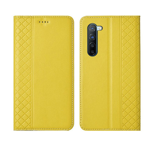 Custodia Portafoglio In Pelle Cover con Supporto L06 per Oppo F15 Giallo