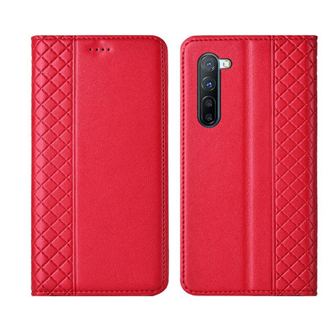 Custodia Portafoglio In Pelle Cover con Supporto L06 per Oppo F15 Rosso