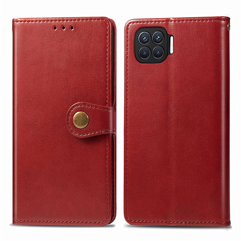 Custodia Portafoglio In Pelle Cover con Supporto L06 per Oppo F17 Pro Rosso