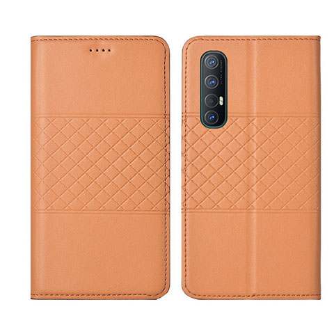 Custodia Portafoglio In Pelle Cover con Supporto L06 per Oppo Find X2 Neo Arancione