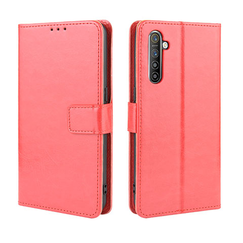 Custodia Portafoglio In Pelle Cover con Supporto L06 per Oppo K5 Rosso