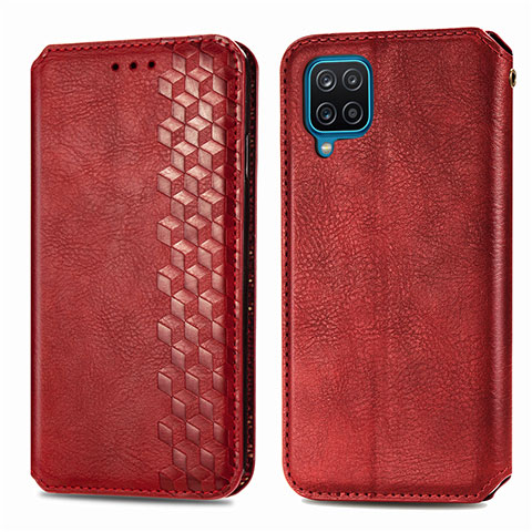 Custodia Portafoglio In Pelle Cover con Supporto L06 per Samsung Galaxy F12 Rosso