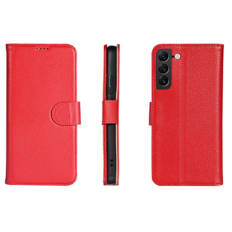 Custodia Portafoglio In Pelle Cover con Supporto L06 per Samsung Galaxy S21 5G Rosso