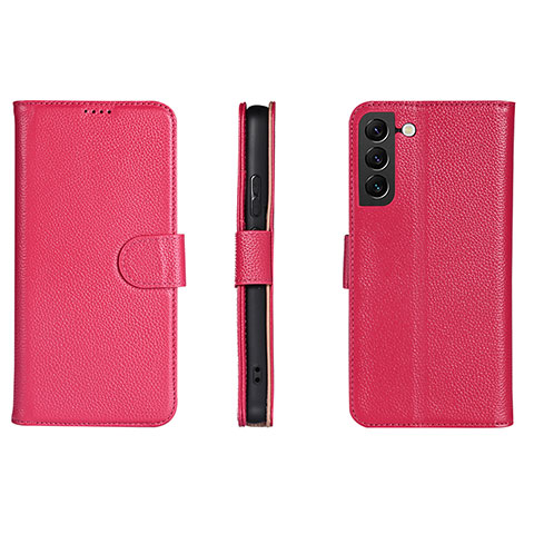 Custodia Portafoglio In Pelle Cover con Supporto L06 per Samsung Galaxy S22 Plus 5G Rosa Caldo