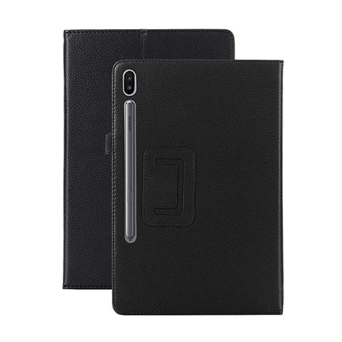 Custodia Portafoglio In Pelle Cover con Supporto L06 per Samsung Galaxy Tab S6 10.5 SM-T860 Nero