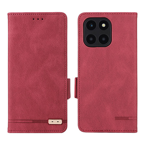 Custodia Portafoglio In Pelle Cover con Supporto L06Z per Huawei Honor X8b Rosso