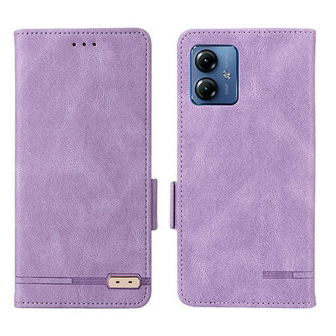 Custodia Portafoglio In Pelle Cover con Supporto L06Z per Motorola Moto G14 Viola