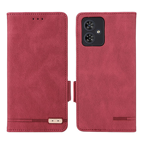 Custodia Portafoglio In Pelle Cover con Supporto L06Z per Motorola Moto G54 5G Rosso