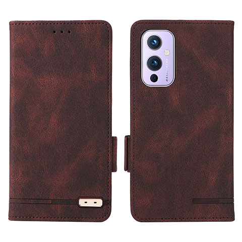 Custodia Portafoglio In Pelle Cover con Supporto L06Z per OnePlus 9 5G Marrone