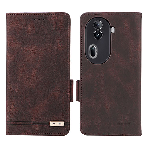 Custodia Portafoglio In Pelle Cover con Supporto L06Z per Oppo Reno11 Pro 5G Marrone