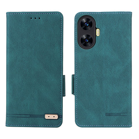 Custodia Portafoglio In Pelle Cover con Supporto L06Z per Realme C55 Verde