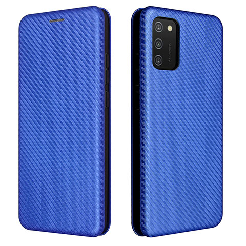 Custodia Portafoglio In Pelle Cover con Supporto L06Z per Samsung Galaxy A03s Blu