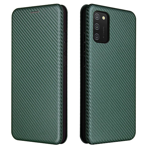 Custodia Portafoglio In Pelle Cover con Supporto L06Z per Samsung Galaxy A03s Verde