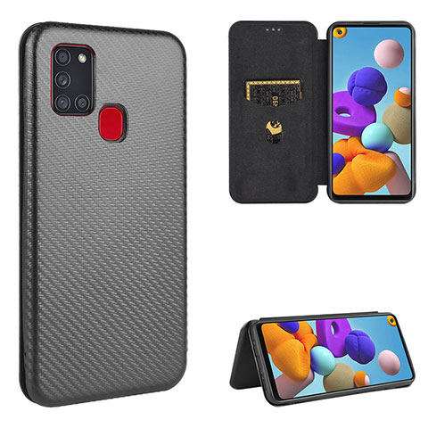 Custodia Portafoglio In Pelle Cover con Supporto L06Z per Samsung Galaxy A21s Nero