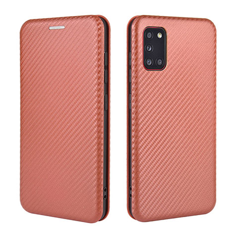 Custodia Portafoglio In Pelle Cover con Supporto L06Z per Samsung Galaxy A31 Marrone