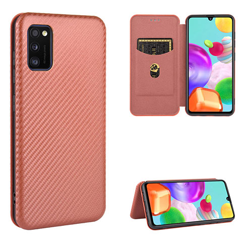 Custodia Portafoglio In Pelle Cover con Supporto L06Z per Samsung Galaxy A41 Marrone