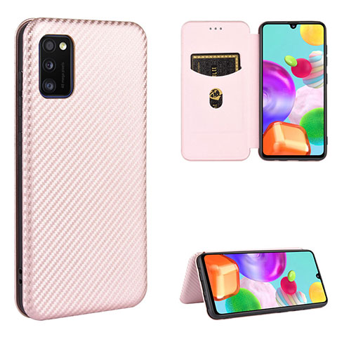 Custodia Portafoglio In Pelle Cover con Supporto L06Z per Samsung Galaxy A41 Oro Rosa