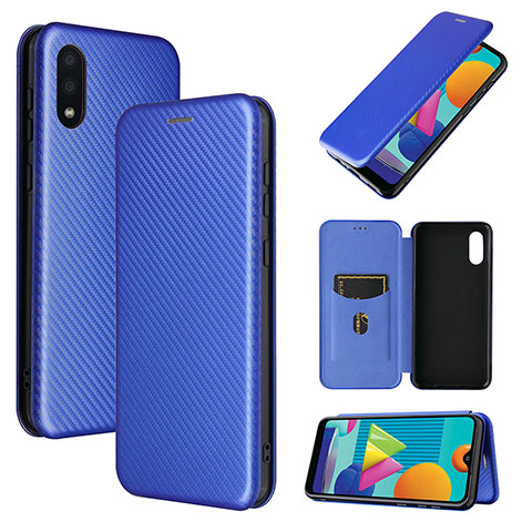 Custodia Portafoglio In Pelle Cover con Supporto L06Z per Samsung Galaxy M02 Blu