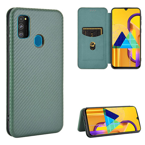 Custodia Portafoglio In Pelle Cover con Supporto L06Z per Samsung Galaxy M21 Verde