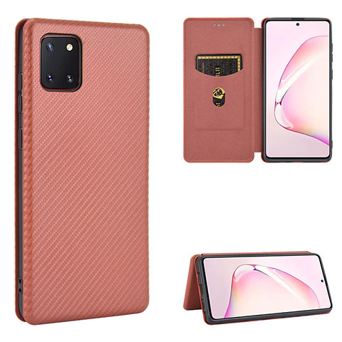 Custodia Portafoglio In Pelle Cover con Supporto L06Z per Samsung Galaxy M60s Marrone