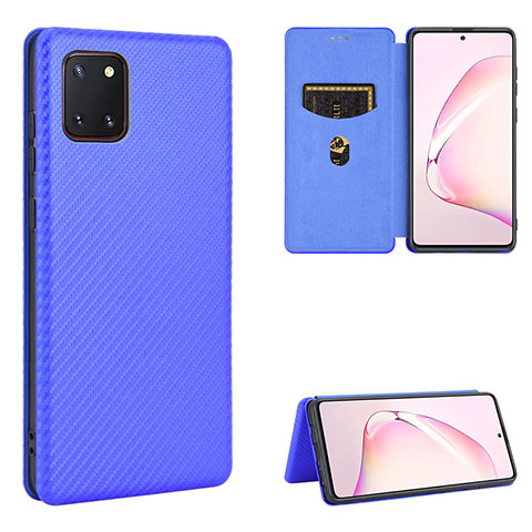 Custodia Portafoglio In Pelle Cover con Supporto L06Z per Samsung Galaxy Note 10 Lite Blu