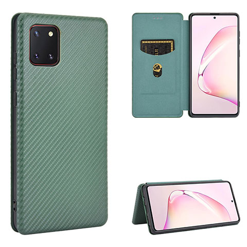 Custodia Portafoglio In Pelle Cover con Supporto L06Z per Samsung Galaxy Note 10 Lite Verde