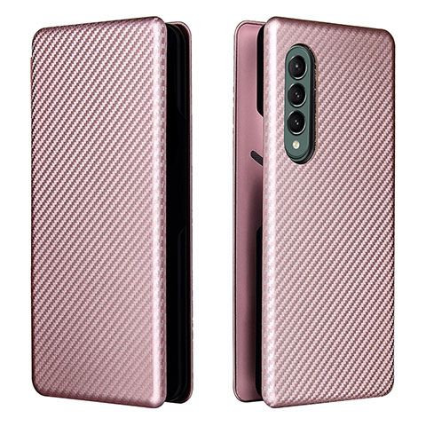 Custodia Portafoglio In Pelle Cover con Supporto L06Z per Samsung Galaxy Z Fold3 5G Oro Rosa