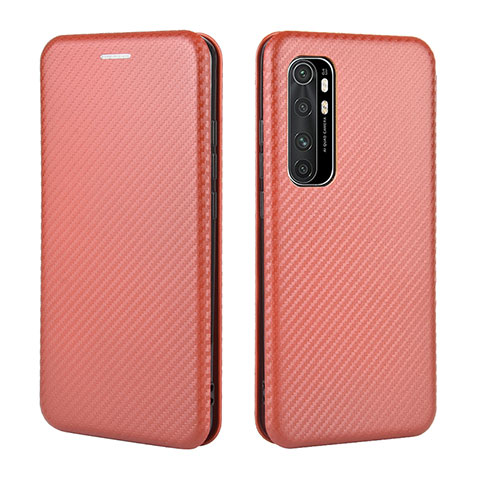 Custodia Portafoglio In Pelle Cover con Supporto L06Z per Xiaomi Mi Note 10 Lite Marrone