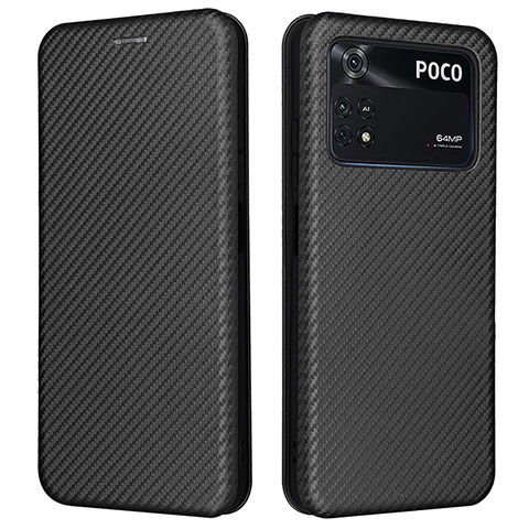 Custodia Portafoglio In Pelle Cover con Supporto L06Z per Xiaomi Poco M4 Pro 4G Nero